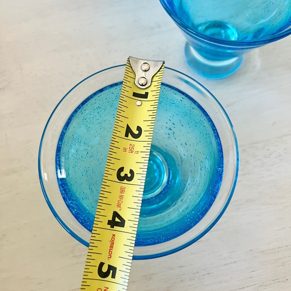 Anthropologie Blue Bubble Stemless Martini Glasses Set of 4 - Picture 11 of 12
